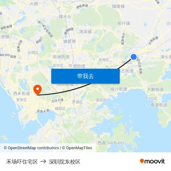 禾场吓住宅区 to 深职院东校区 map