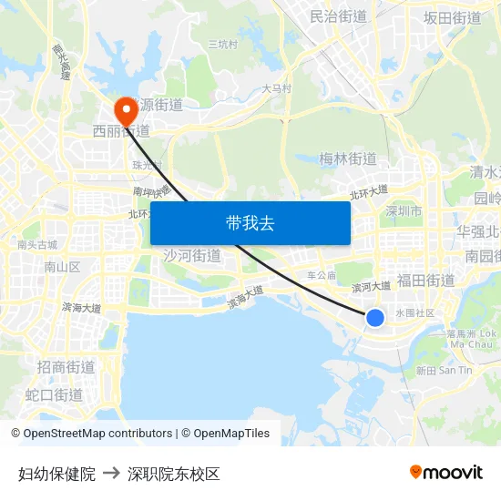 妇幼保健院 to 深职院东校区 map