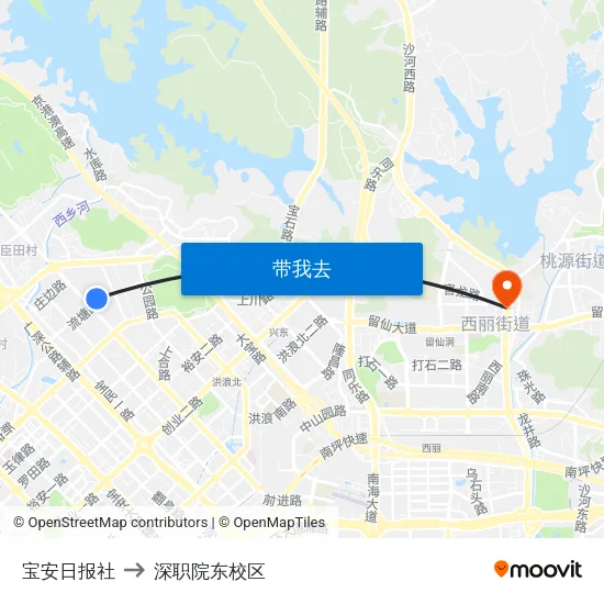 宝安日报社 to 深职院东校区 map