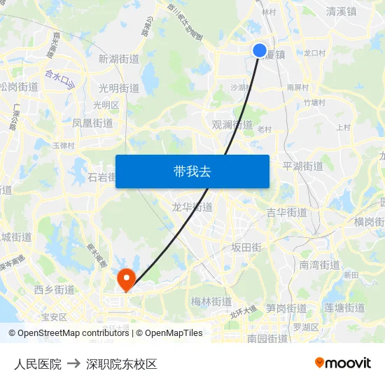 人民医院 to 深职院东校区 map