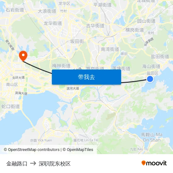 金融路口 to 深职院东校区 map