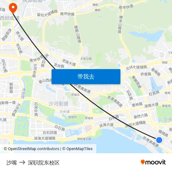 沙嘴 to 深职院东校区 map