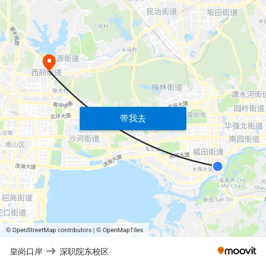 皇岗口岸 to 深职院东校区 map