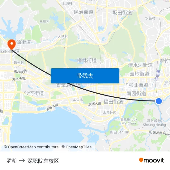 罗湖 to 深职院东校区 map