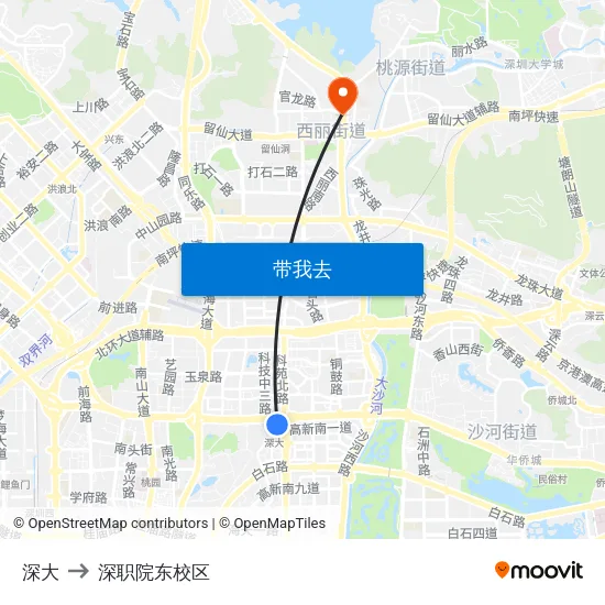 深大 to 深职院东校区 map
