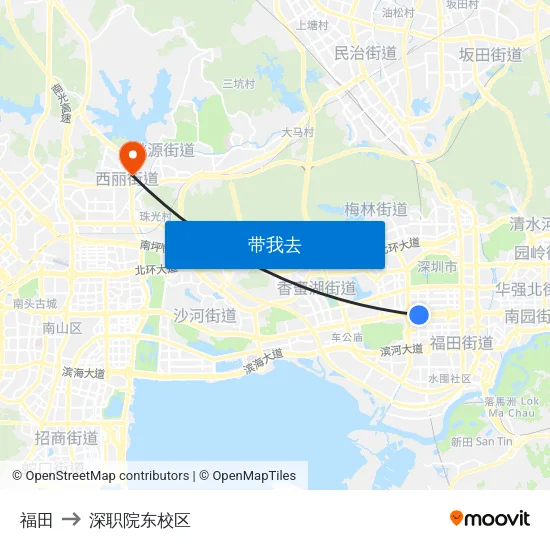 福田 to 深职院东校区 map
