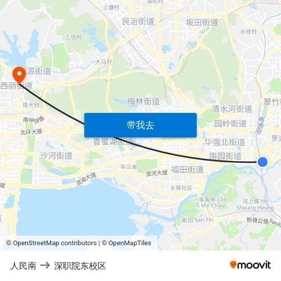 人民南 to 深职院东校区 map