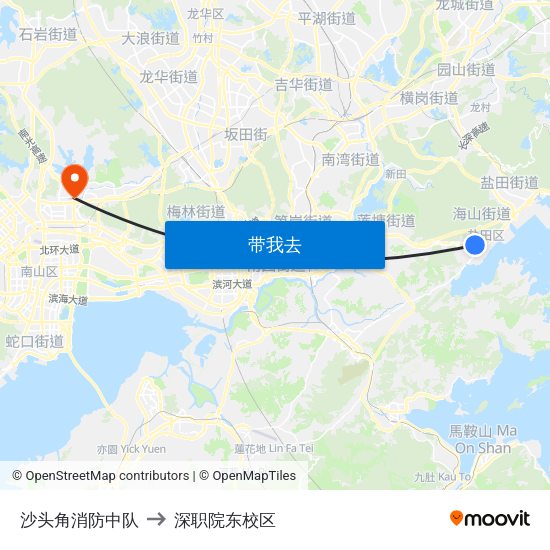 沙头角消防中队 to 深职院东校区 map