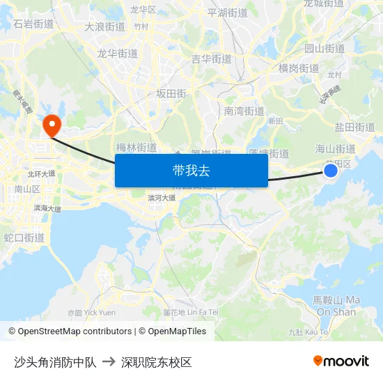 沙头角消防中队 to 深职院东校区 map