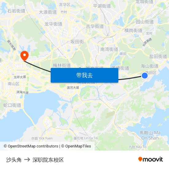 沙头角 to 深职院东校区 map