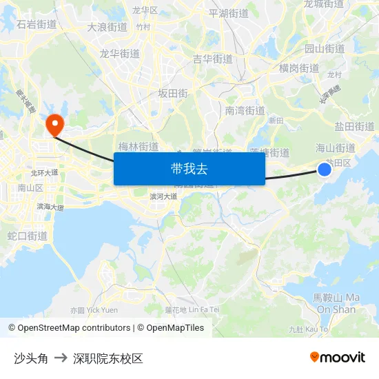 沙头角 to 深职院东校区 map