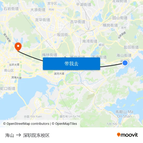 海山 to 深职院东校区 map