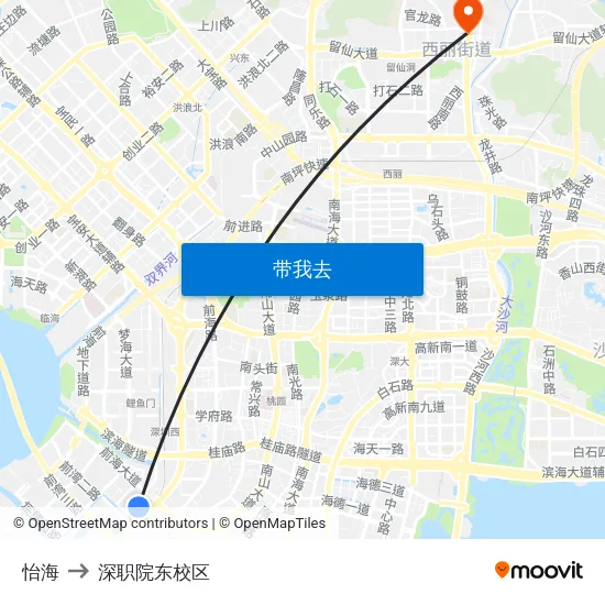 怡海 to 深职院东校区 map