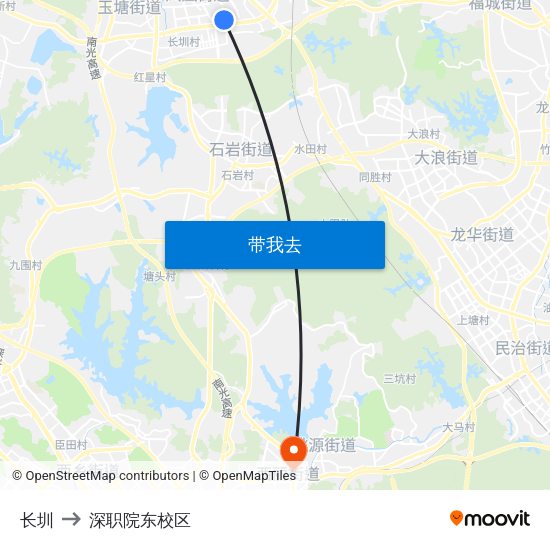 长圳 to 深职院东校区 map