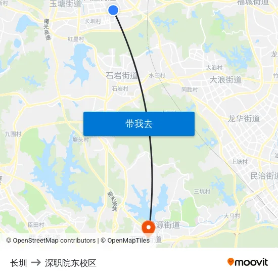 长圳 to 深职院东校区 map