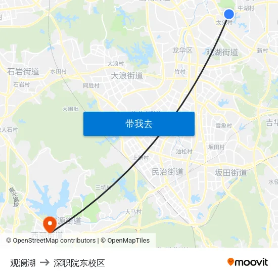观澜湖 to 深职院东校区 map