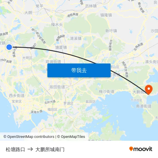 松塘路口 to 大鹏所城南门 map