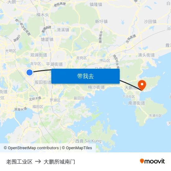 老围工业区 to 大鹏所城南门 map