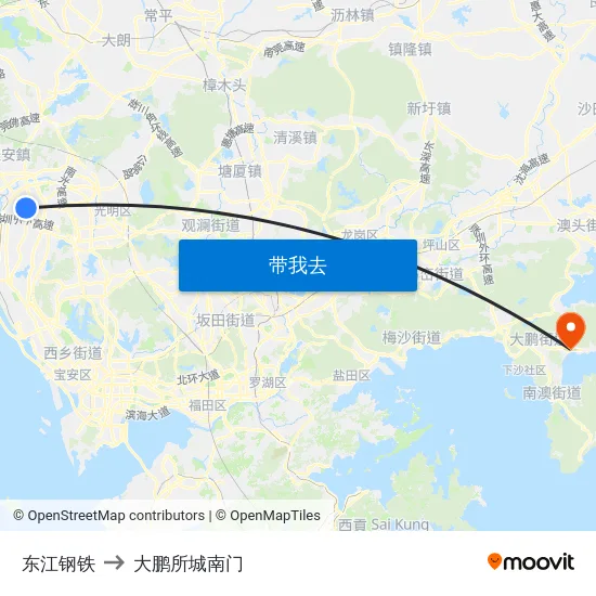 东江钢铁 to 大鹏所城南门 map