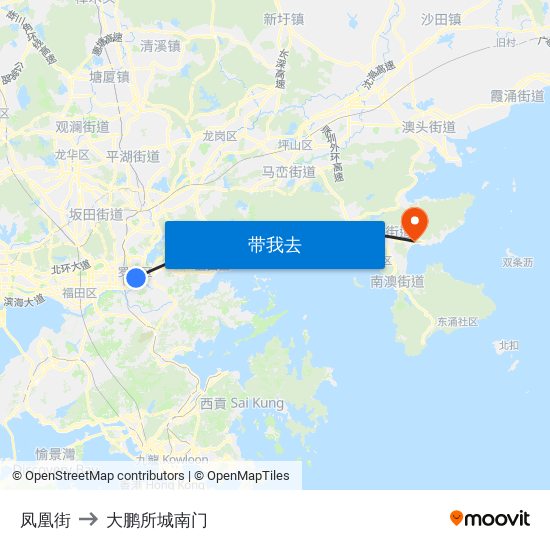 凤凰街 to 大鹏所城南门 map
