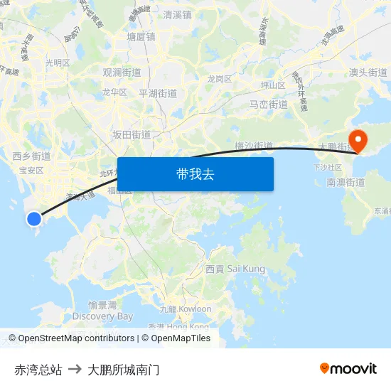 赤湾总站 to 大鹏所城南门 map