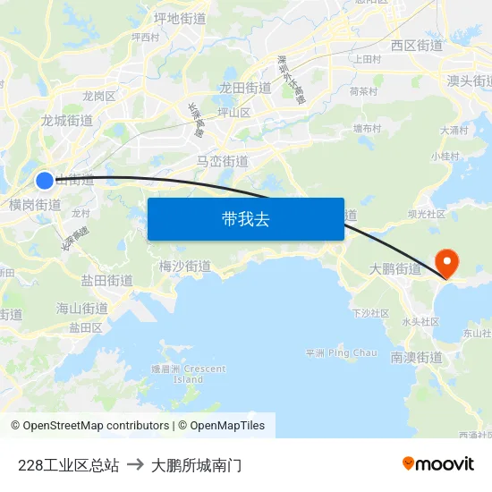 228工业区总站 to 大鹏所城南门 map