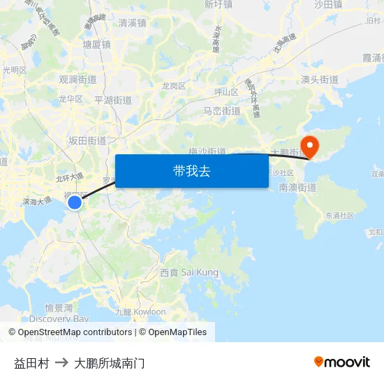 益田村 to 大鹏所城南门 map