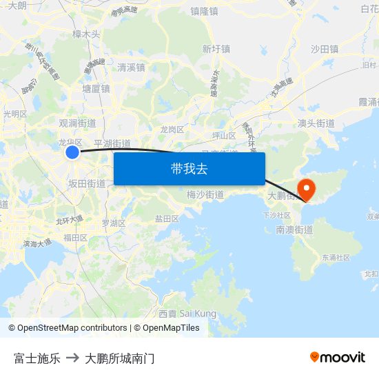 富士施乐 to 大鹏所城南门 map