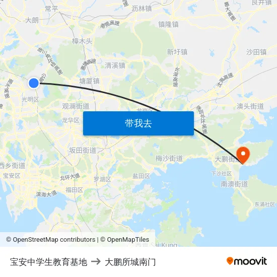 宝安中学生教育基地 to 大鹏所城南门 map