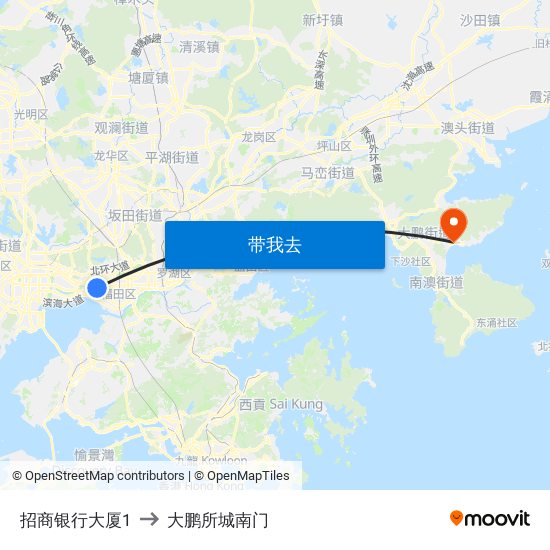 招商银行大厦1 to 大鹏所城南门 map