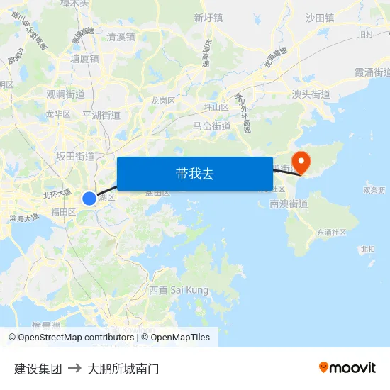 建设集团 to 大鹏所城南门 map