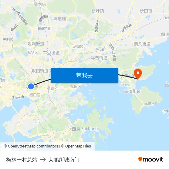 梅林一村总站 to 大鹏所城南门 map