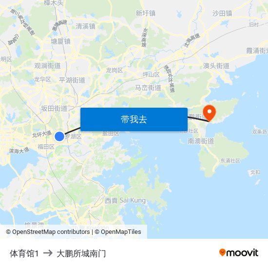 体育馆1 to 大鹏所城南门 map