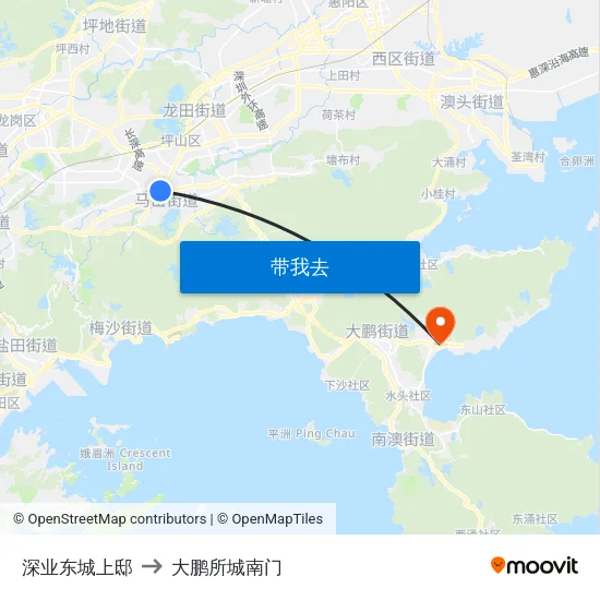 深业东城上邸 to 大鹏所城南门 map