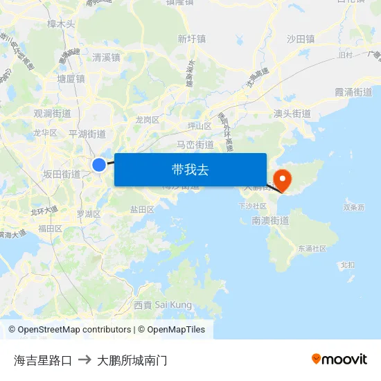 海吉星路口 to 大鹏所城南门 map