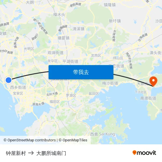 钟屋新村 to 大鹏所城南门 map