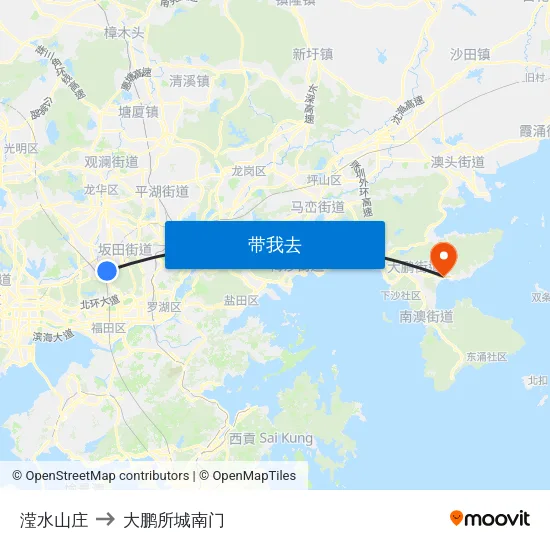 滢水山庄 to 大鹏所城南门 map