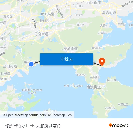 梅沙街道办1 to 大鹏所城南门 map