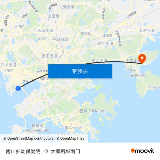 南山妇幼保健院 to 大鹏所城南门 map