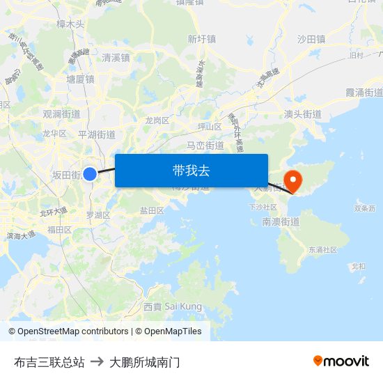 布吉三联总站 to 大鹏所城南门 map