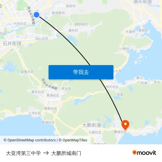 大亚湾第三中学 to 大鹏所城南门 map