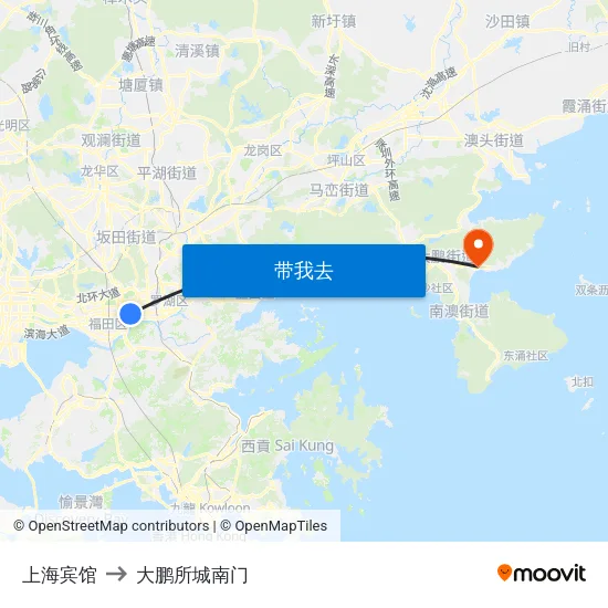 上海宾馆 to 大鹏所城南门 map