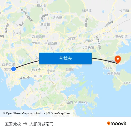 宝安党校 to 大鹏所城南门 map