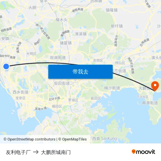 友利电子厂 to 大鹏所城南门 map
