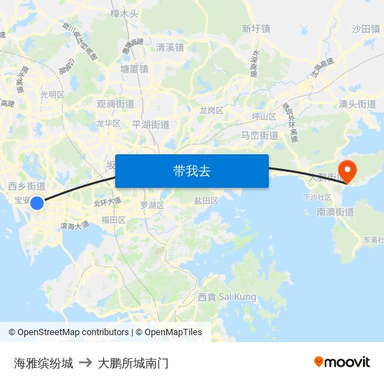 海雅缤纷城 to 大鹏所城南门 map