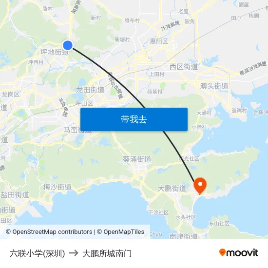 六联小学(深圳) to 大鹏所城南门 map