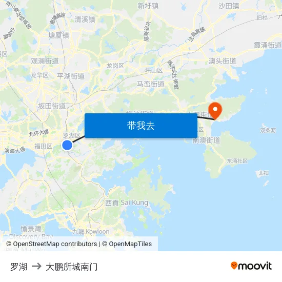 罗湖 to 大鹏所城南门 map