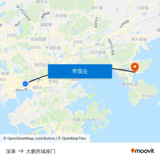 深康 to 大鹏所城南门 map