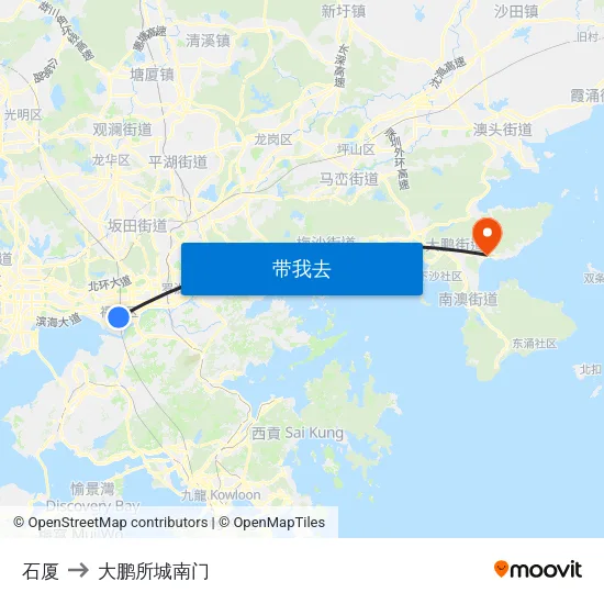 石厦 to 大鹏所城南门 map