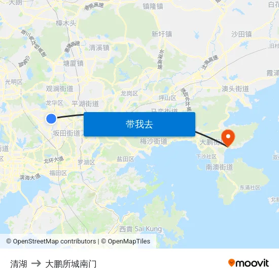 清湖 to 大鹏所城南门 map